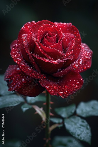 Rose of the Month: A Red Bloom in the Rain Generative AI
