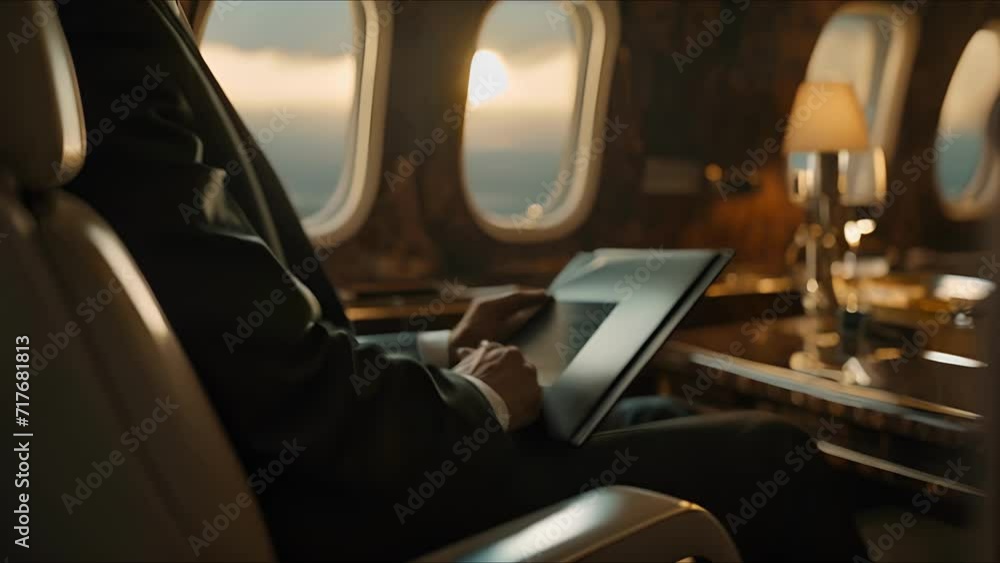 With the iconic cityscape below, a politician sits in their plush leather seat, reviewing diplomatic cables and finalizing their agenda for the days meetings. The sleek, modern interior of With the iconic cityscape below, a politician sits in their plush leather seat, reviewing diplomatic cables and finalizing their agenda for the days meetings. The sleek, modern interior of