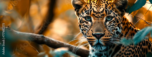 portrait of a leopard in nature. Selective focus. © yanadjan