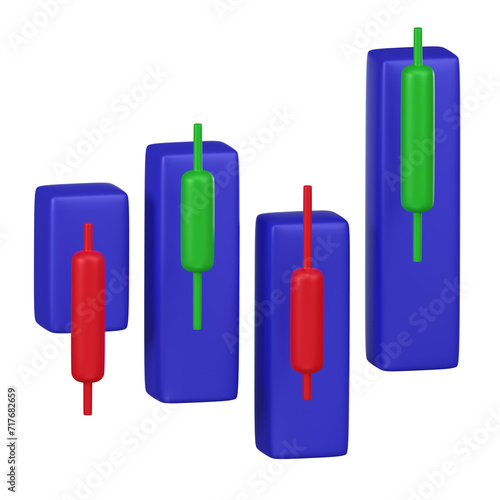 3D Candlestick Stock Market Chart Icon