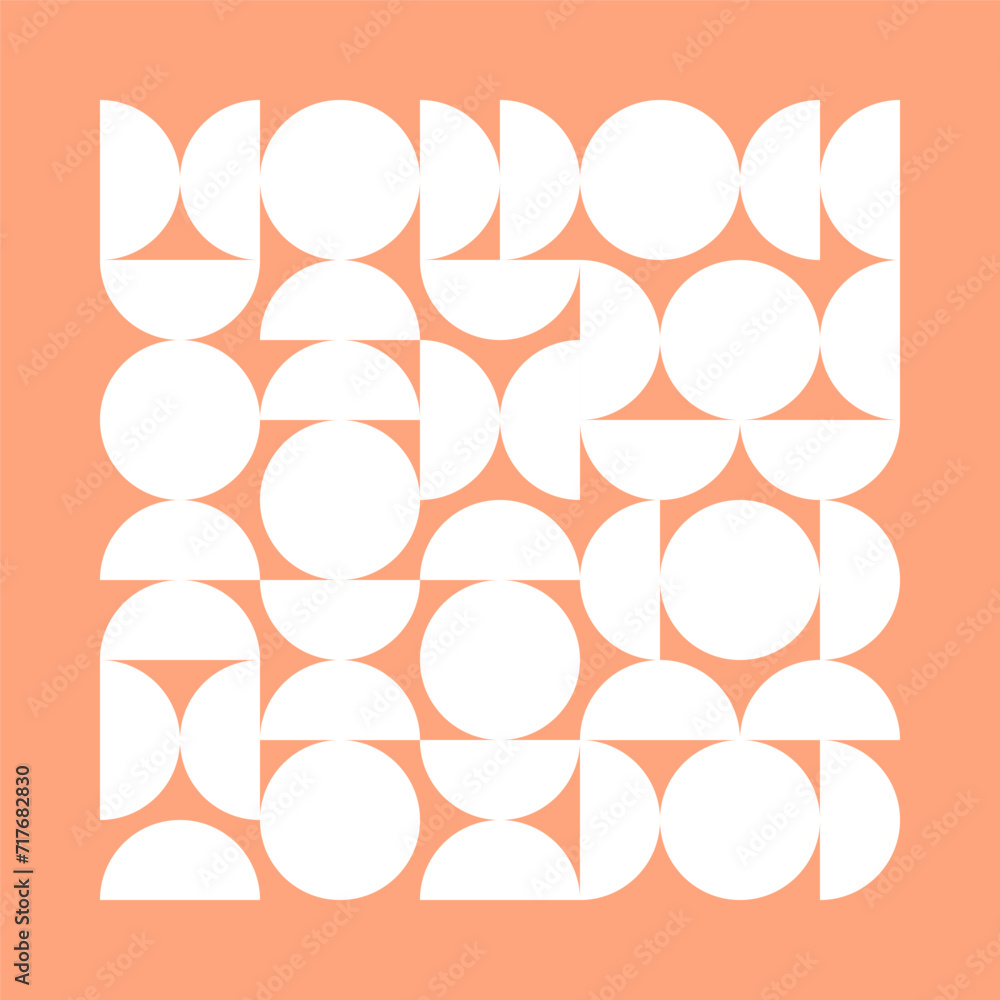 Fototapeta premium Peach cover or card design with white geometric vector illustration.
