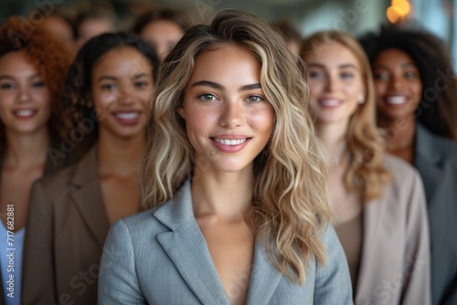 Smiling Women in Suits: A Celebration of Women's Empowerment and Professionalism Generative AI