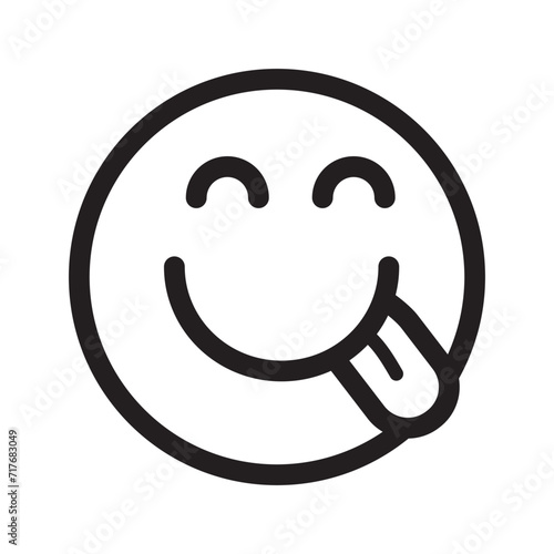 Smile face icon with tongue. Smile emoji icon. smile face emoticon icon. Emoji rating system vector illustration. Customer feedback icon. Excellent, good, Happy, success, satisfaction face symbol. 