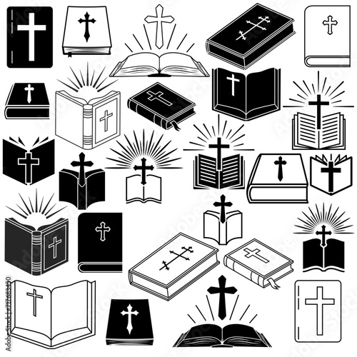 Bible icon vector set. Religion illustration sign collection. Faith symbol or logo.