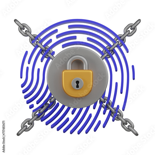 Biometric Security Locked 3D Icon