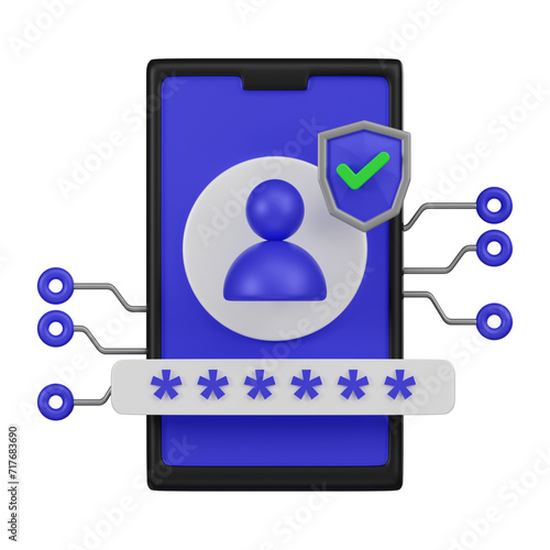 Mobile User Authentication 3D Icon