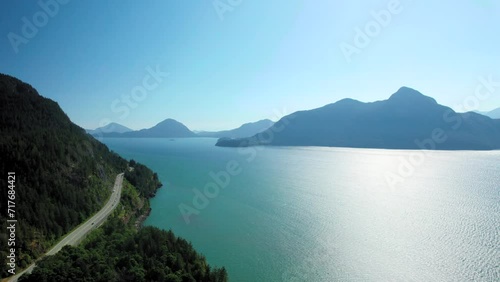 Coastal Highway Aerial View with Pacific Ocean Islands