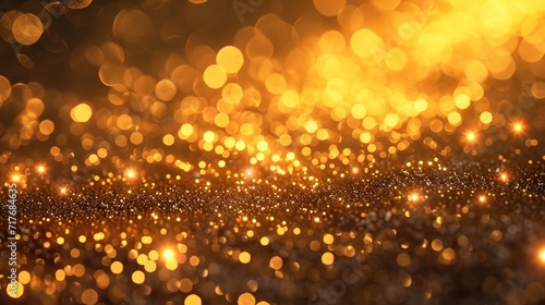 Golden christmas particles and sprinkles for a holiday celebration like christmas or new year. shiny golden lights. wallpaper background for ads or gifts wrap and web design