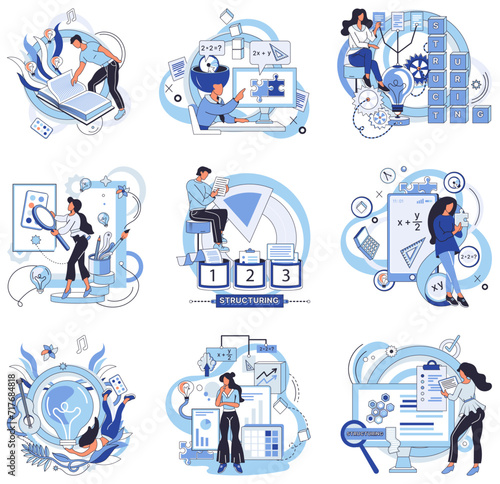 Project management vector illustration. Analyzing project data provides valuable insights for successful management Strategic development and planning are crucial for project management success