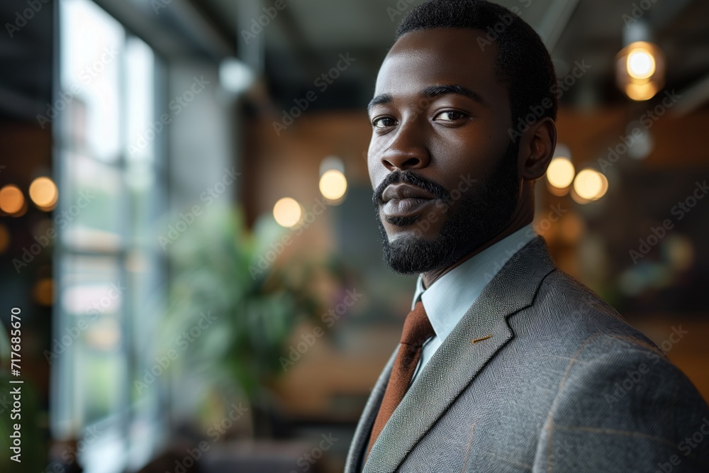 Manager in Plaza Office. African American Manager posing in plaza. Corporate Leadership. Manager in Plaza Office. African American Manager posing in plaza. Corporate Leadership.