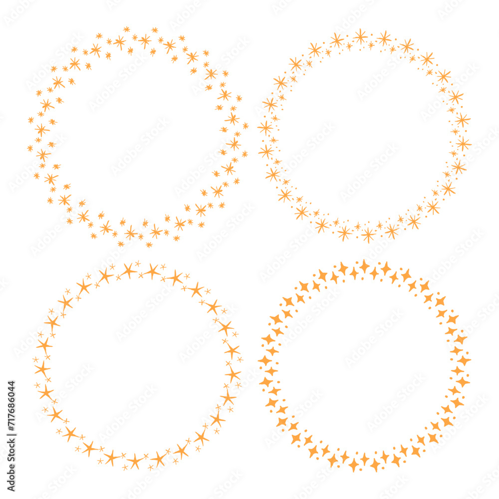 Vector round border frames with star collection Vector round border frames with star collection