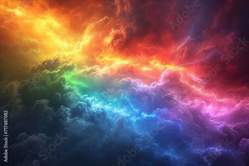 rainbow clouds, lightning, background photo