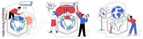 Climate warming vector illustration. The emission carbon dioxide creates atmospheric dance, entangling our planet in environmental woes The ecological heartbeat weakens as climate warming