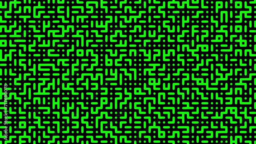 Electronic circuit board image 4K loop background with changing green right angle lines. Electronic circuit board image 4K loop background with changing green right angle lines.