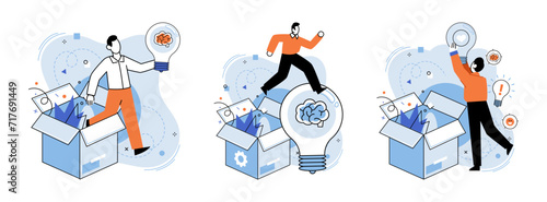 Idea in a box vector illustration. Unlock creativity by thinking outside box for innovative solutions Education is key to opening minds and inspiring creative thinking Imagination knows no bounds