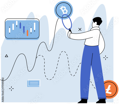 Crypto market. Vector illustration. Cryptocurrencies have potential to disrupt traditional banking systems and financial institutions Economic stability and regulatory frameworks greatly influence