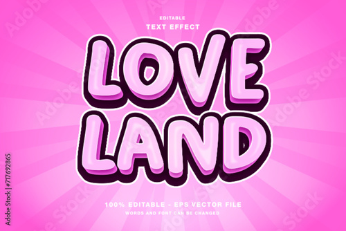 Love Land 3D Pink Editable Text Effect