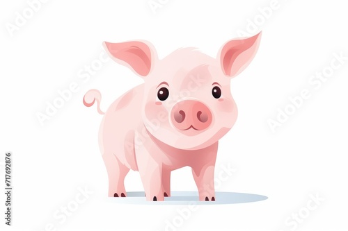 watercolor illustration, small, cute, pink pig on a white background © Kate