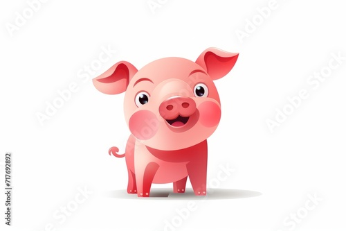watercolor illustration  small  cute  pink pig on a white background