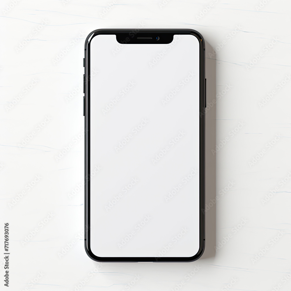 Clean and Minimalist: Blank SmartPhone Screen Mockup on a Sleek Plain Surface