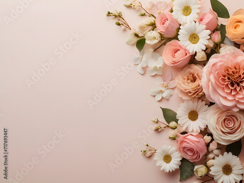  A beautifully delicate banner adorned with intricate flowers elegantly rests on a soft, light pink background