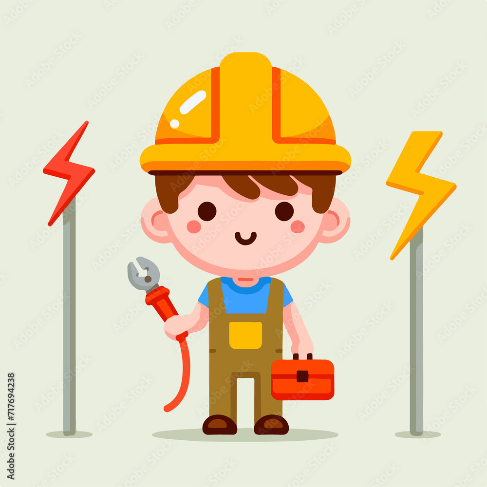 worker with helmet and tools