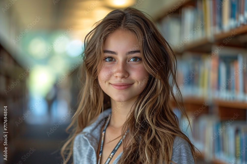 Smiling Bookworm in a Gray Sweater Generative AI Smiling Bookworm in a Gray Sweater Generative AI