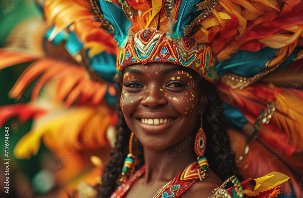 carnival or calypso queen in traditional dress
