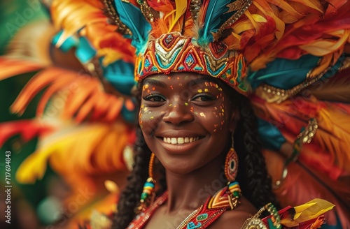 carnival or calypso queen in traditional dress