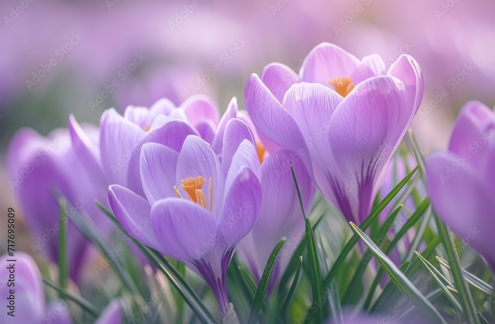 purple crocus blooming in a spring garden