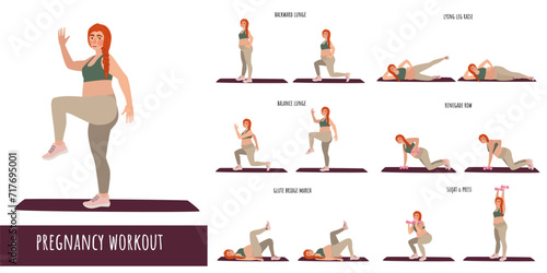 Young pregnant woman fitness workout set