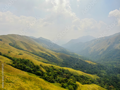 Fototapeta Naklejka Na Ścianę i Meble -  aerial Panaroma beautiful landscape of devaramane mountain