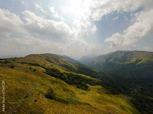 aerial Panaroma beautiful landscape of devaramane mountain