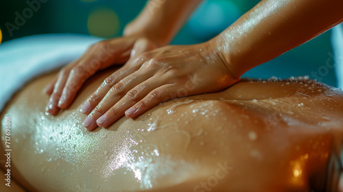 Soothing Tranquility Close-Up of Women s Hands Delivering a Relaxing Back Massage in the Spa