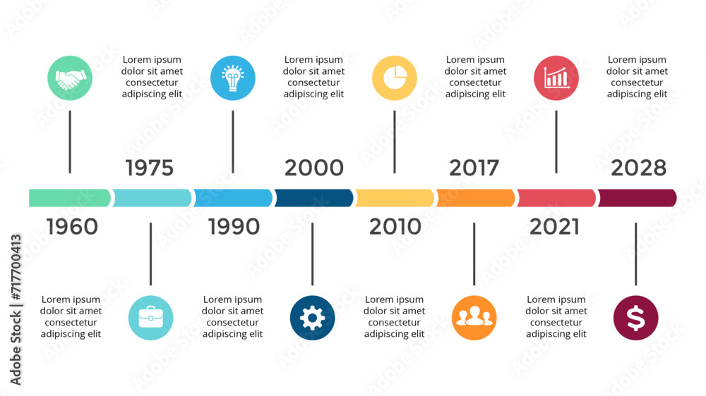 Infographic design template, Timeline concept with years, Can be used for workflow layout, diagram, banner, webdesign, presentations, banner, flow chart, concept with 5 steps. Vector illustration Infographic design template, Timeline concept with years, Can be used for workflow layout, diagram, banner, webdesign, presentations, banner, flow chart, concept with 5 steps. Vector illustration
