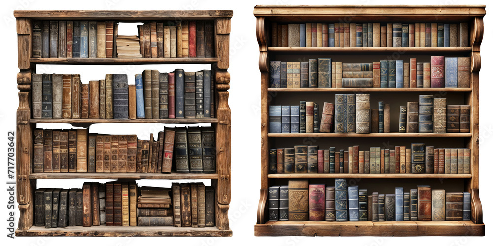 White Bookshelf Set Isolated on Transparent or White Background, PNG White Bookshelf Set Isolated on Transparent or White Background, PNG