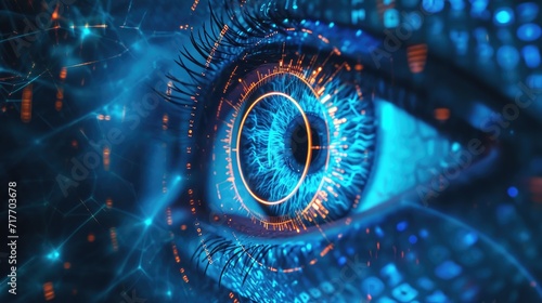 futuristic digital eye data network and cyber security technology background photo