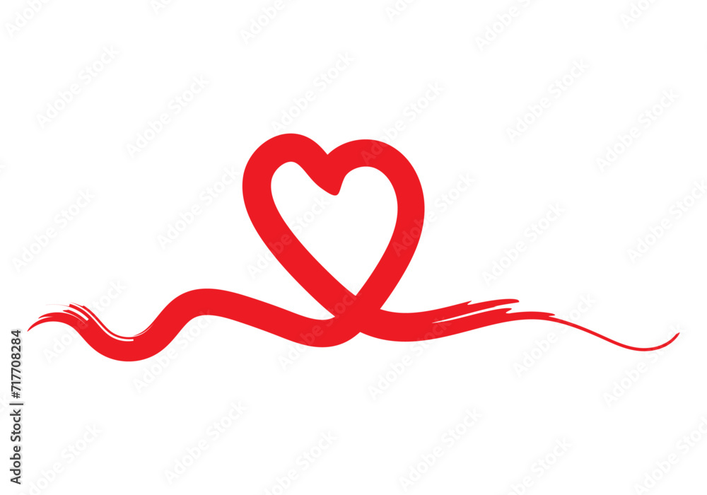 Corazón hecho con un trazo de pincel rojo. Corazón hecho con un trazo de pincel rojo.