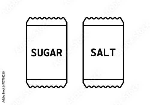 Icono negro de sobre de azúcar y sal.
