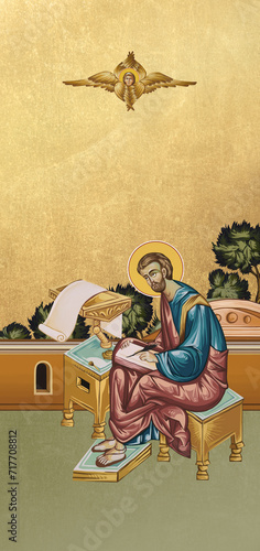 Foto Traditional orthodox icon of Luke the Evangelist physician