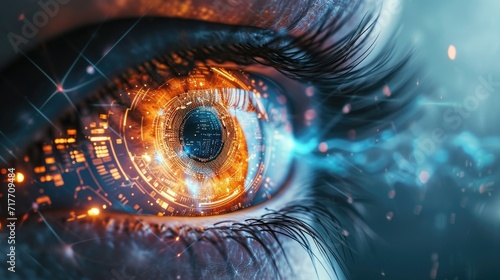 Futuristic Digital Biometric of human eye iris © fledermausstudio