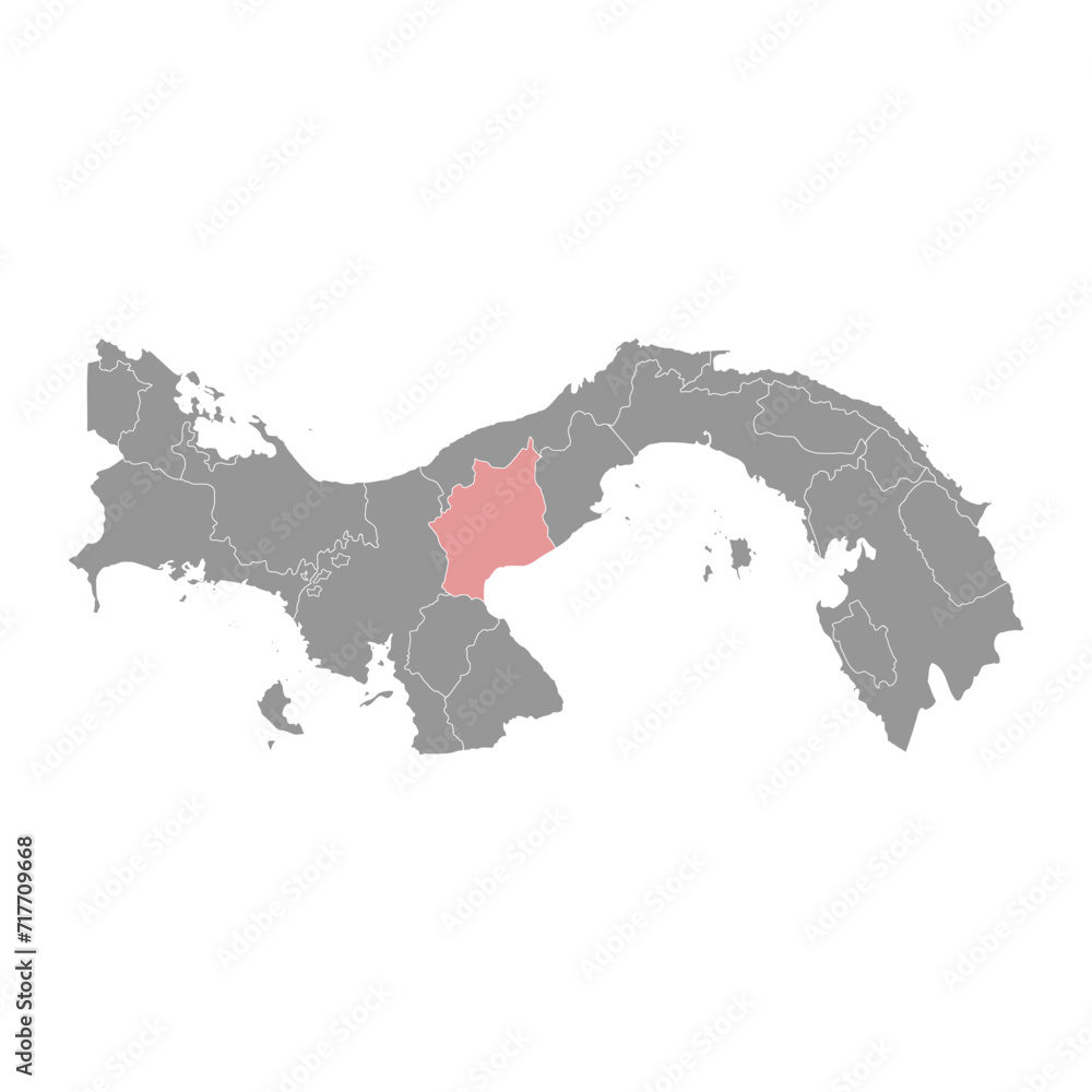 Cocle Province map, administrative division of Panama. Vector illustration.