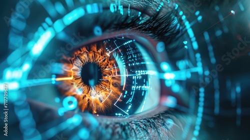 Futuristic Digital Biometric of human eye iris photo