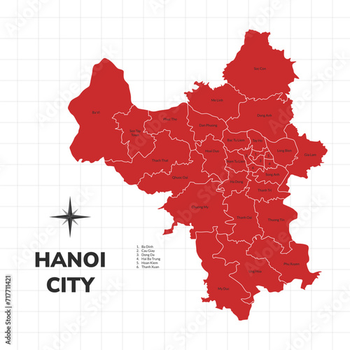 Hanoi City map illustration. Map of the City in Vietnam