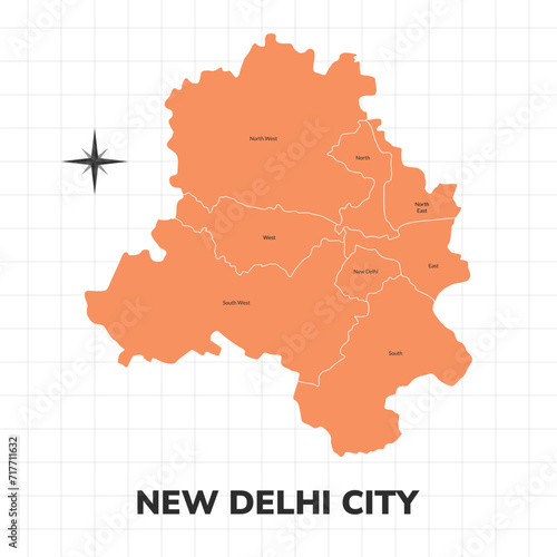 New Delhi City map illustration. Map of the City in India