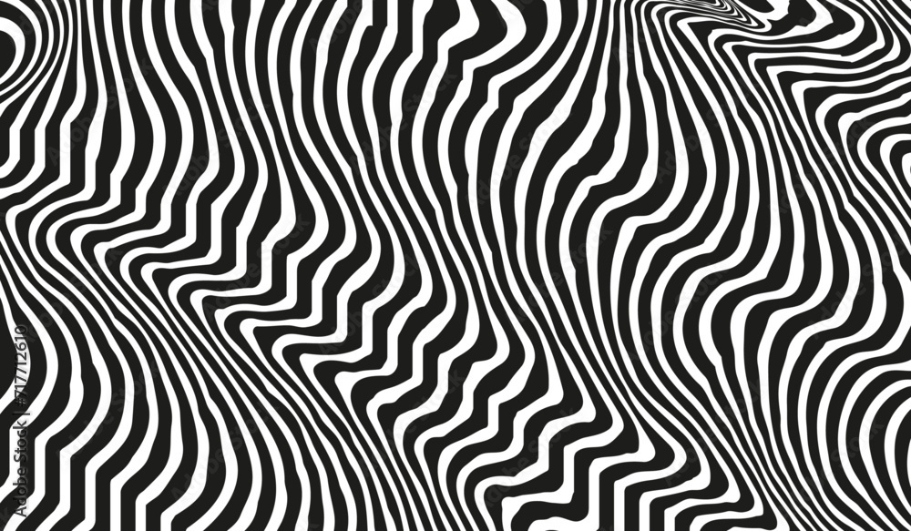Background - psychedelic background - black and white patterns - Distorted lines - Swirl - editable vector