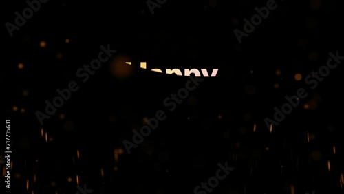 HAPPY HOLIDAYS sparkling flakes of fire and glitter flying particle text animation video with a transparent background.