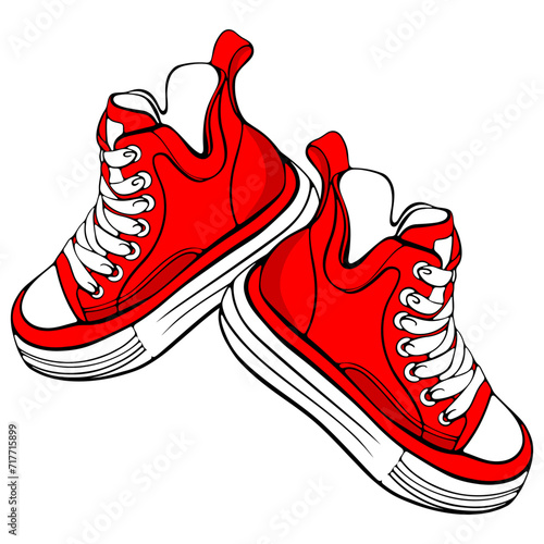 red sneakers on white background
