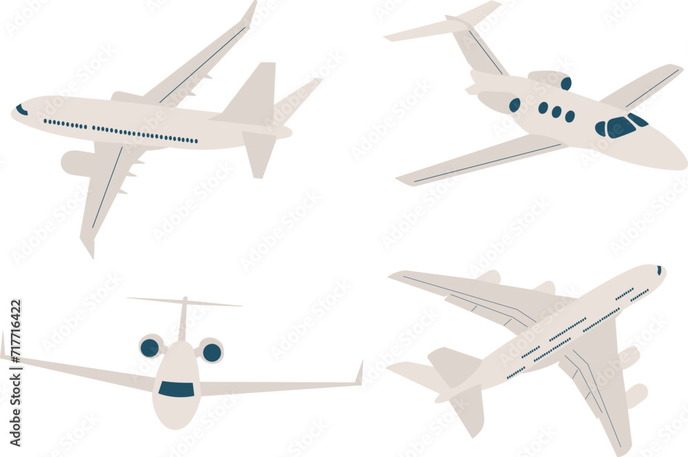 passenger planes in flat style, vector