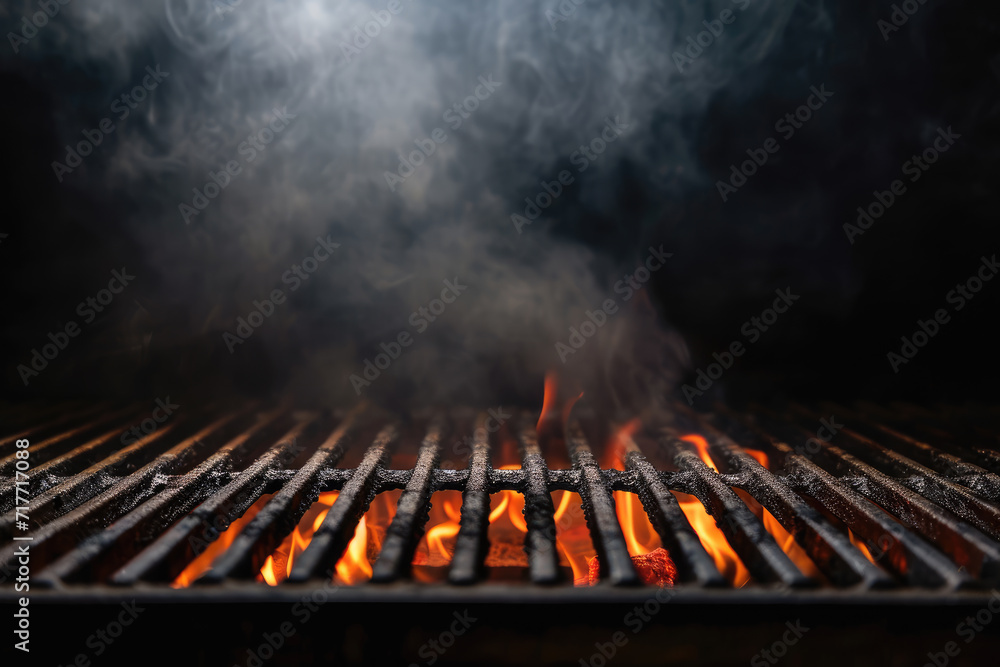 Hot orange flames and smoke rise from a charcoal grill, ready for barbecuing. Hot orange flames and smoke rise from a charcoal grill, ready for barbecuing.